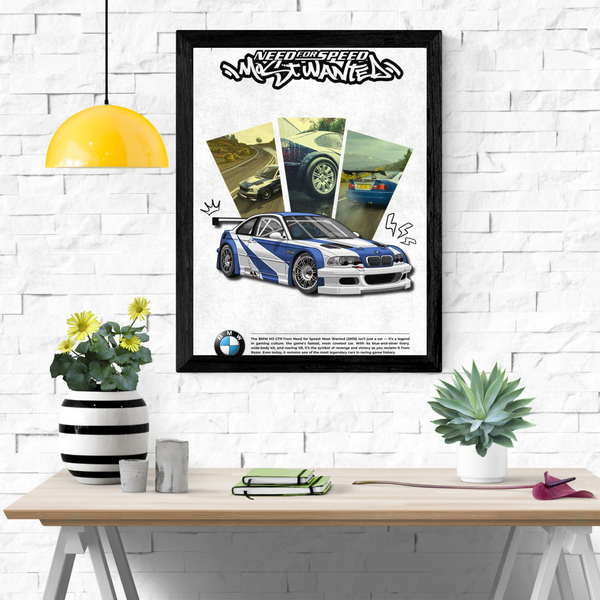 Need for Speed BMW Poster in Black Frame – Premium Car Wall Art | POSTERYHUB