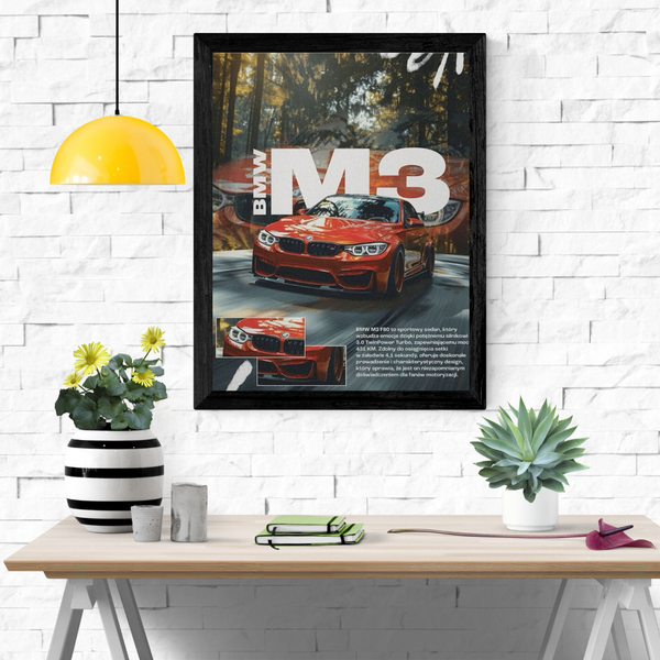 BMW M3 Poster in Black Frame – Premium Car Wall Art | POSTERYHUB