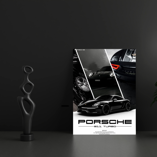 Beautiful Black Porsche Poster – Luxury Sports Car Wall Art | POSTERYHUB