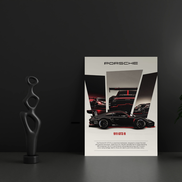 Aggressive Black Porsche Poster – Premium Sports Car Wall Art | POSTERYHUB