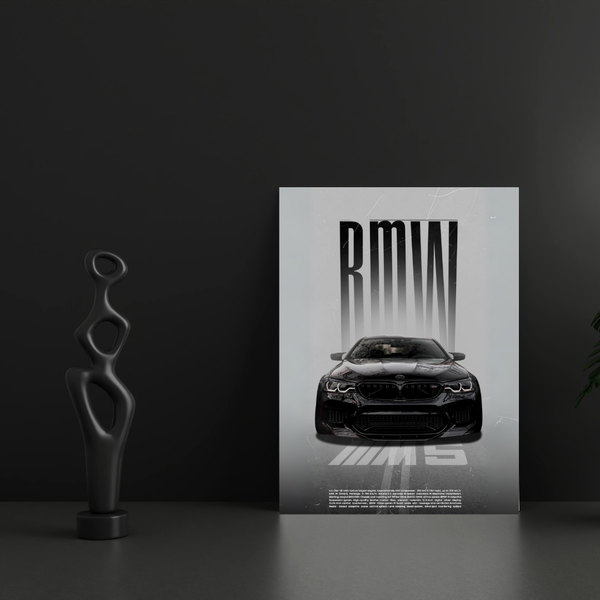 Black BMW M5 Poster – Premium Luxury Sports Car Wall Art | POSTERYHUB