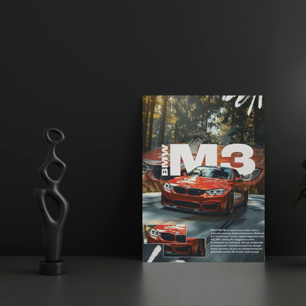Red BMW M3 Poster – Premium Sports Car Wall Art | POSTERYHUB