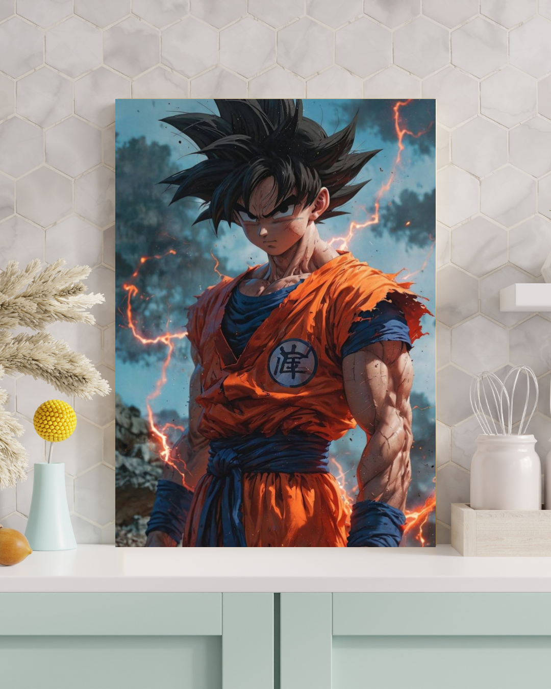 Goku Aggressive Aesthetic Poster – Minimal Anime Wall Art | POSTERYHUB